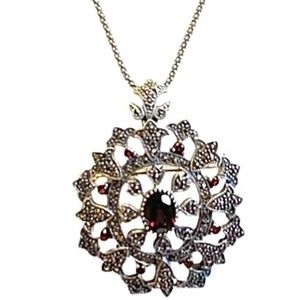 Sterling Silver Marcasite Vintage Style Necklace/Brooch